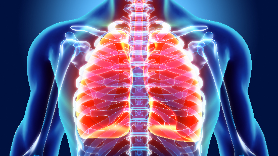 NSCLC suffering lungs being highlighted in a medical diagram